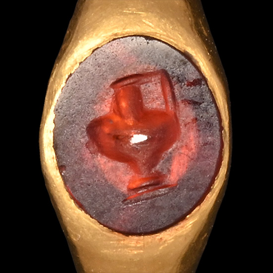 Roman Gold Childs Ring with Garnet Pitcher Gemstone