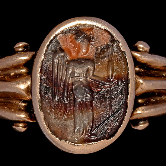 Roman Agate Gemstone of Syncretistic Fortuna in Gold Ring