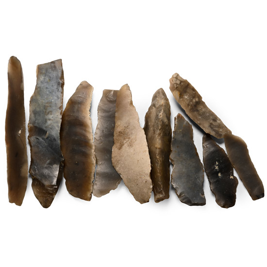 Farnham Stone Age Knapped Flint Knife Blade Collection