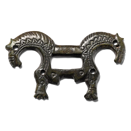 Viking Age Bronze Double Horse Head Buckle