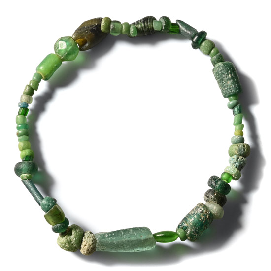 Roman Green Glass Bead Bracelet