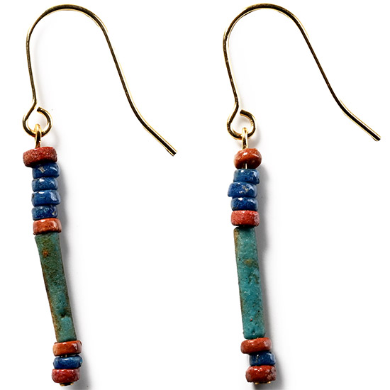 Egyptian Faience Mummy Bead Earrings