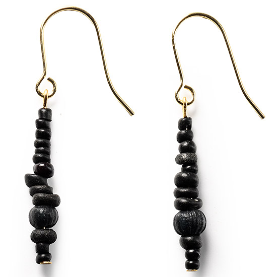 Roman Black Glass Bead Earrings