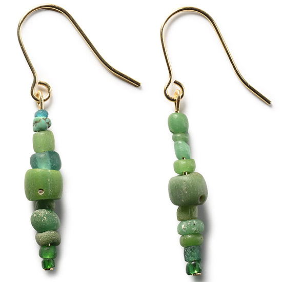 Roman Green Glass Bead Earrings