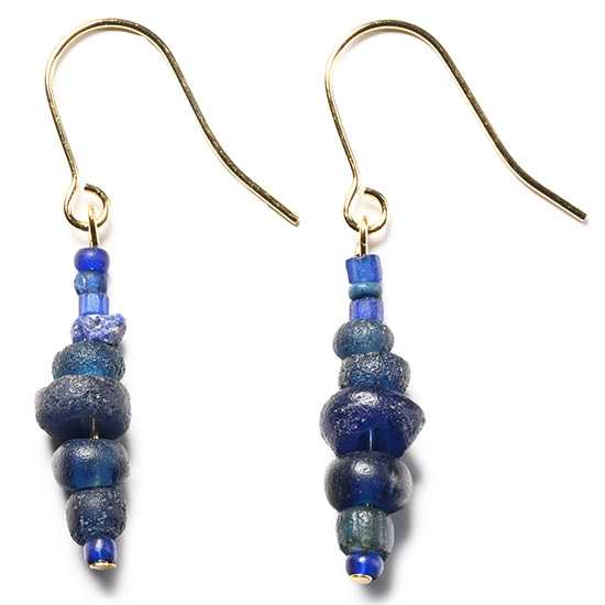 Roman Dark Blue Glass Bead Earrings