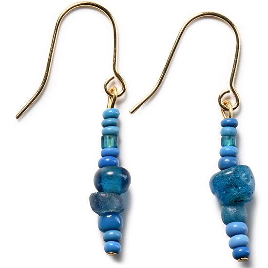 Roman Blue Glass Bead Earrings