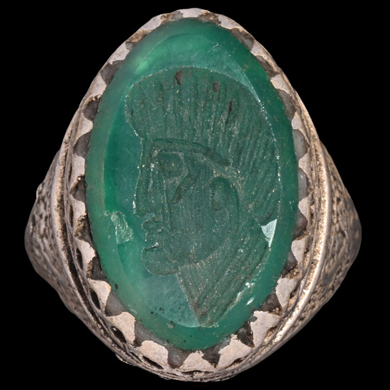 Bedouin Silver-Coloured Metal Ring with Gemstone