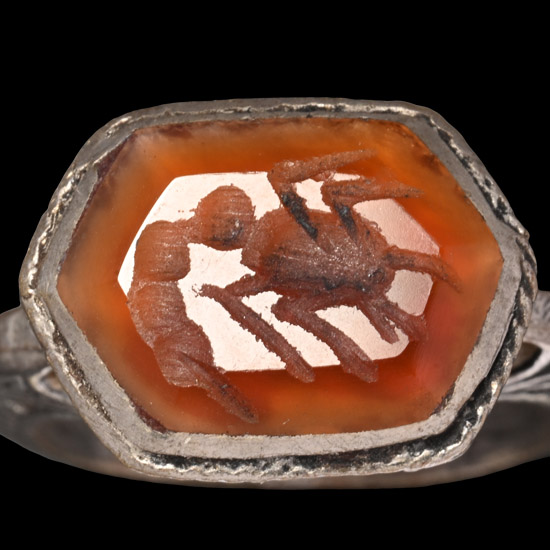 Bedouin Silver-Coloured Metal Ring with Gemstone
