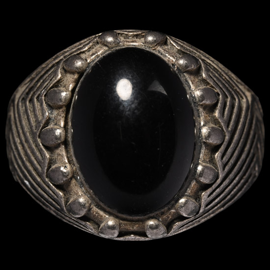 Bedouin Silver-Coloured Metal Ring with Gemstone