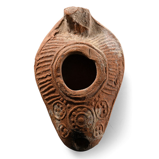 Roman Ovoid Oil Lamp with Low Relief Decoration