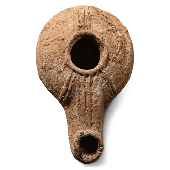 Roman Terracotta Oil Lamp with Extended Nozzle