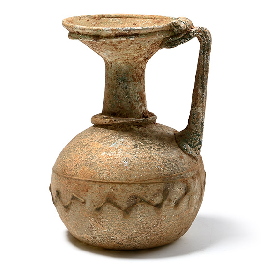 Roman Iridescent Glass Pitcher with Trail