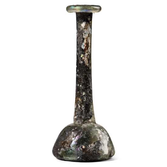 Roman Iridescent Glass Candlestick Unguentarium