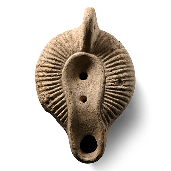 Roman African Terracotta Oil Lamp with Radiating Ridges