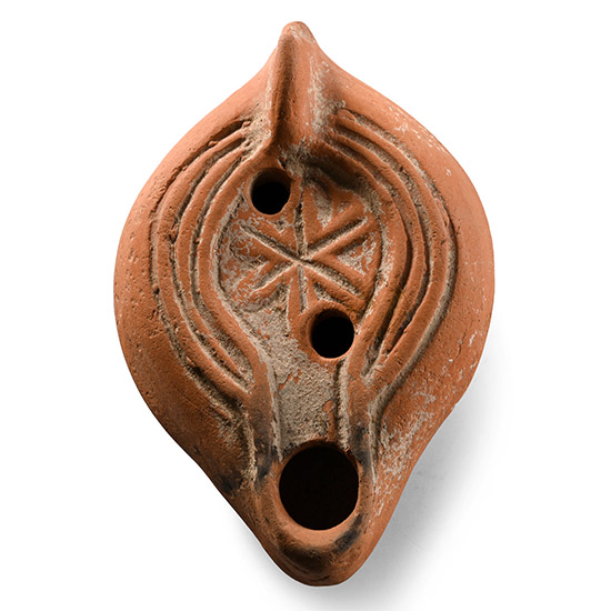 Roman Terracotta Oil Lamp with Star