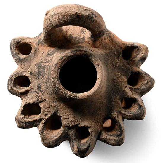 Romano-Jewish Terracotta Multinozzle Oil Lamp