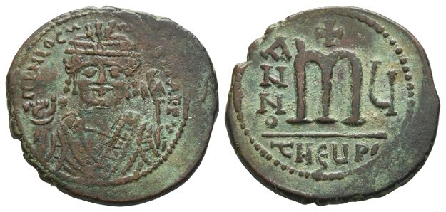 Maurice Tiberius AE 40 Nummi or Follis.