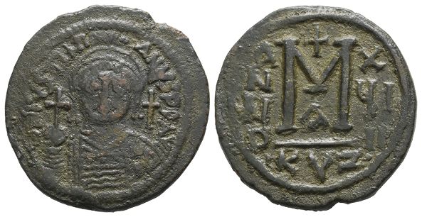 Justinian I AE 40 Nummi or Follis.