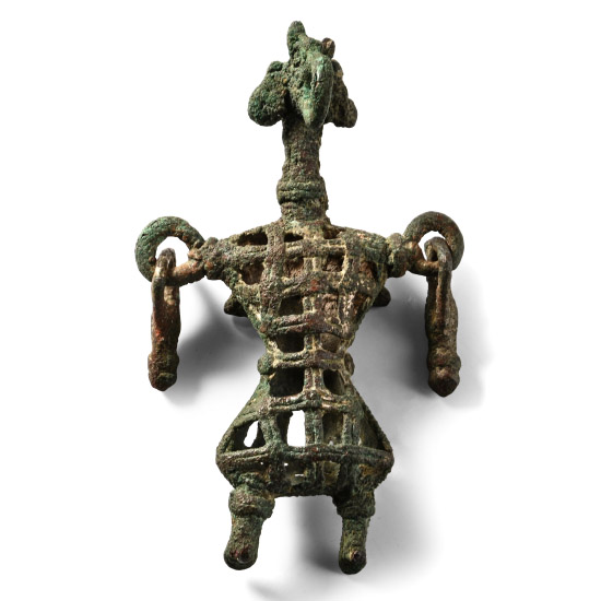 Amlash Bronze Figure of Fertility Cradling Baby on Chest
