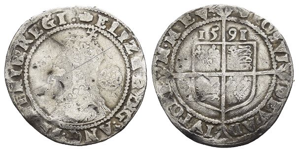 England. Tudor, Elizabeth I AR Sixpence.