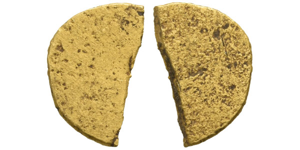 Anglo-Saxon, Gold Thrymsa Blank Cut Half.
