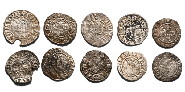 Group of Ten [10] Edward I-III AR English Hammered Pennies.