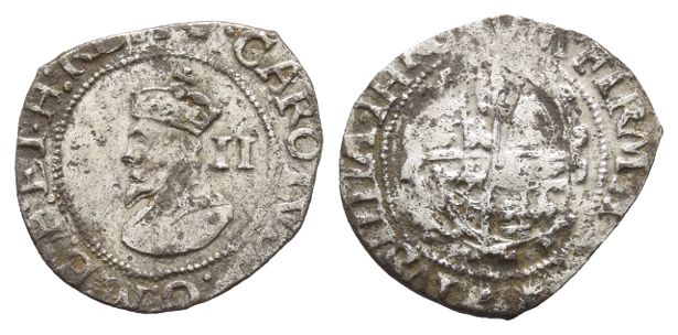 England. Stuart, Charles I AR Halfgroat.
