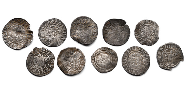 Group of Ten [10] Edward I-III AR English Hammered Pennies.