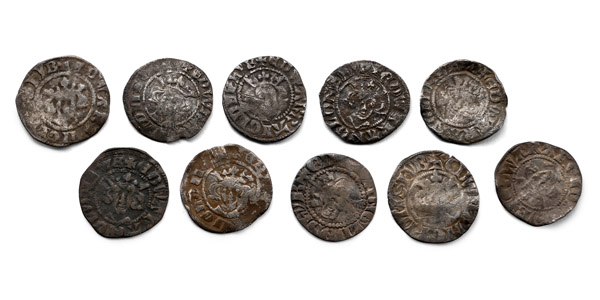 Group of Ten [10] Edward I-III AR English Hammered Pennies.