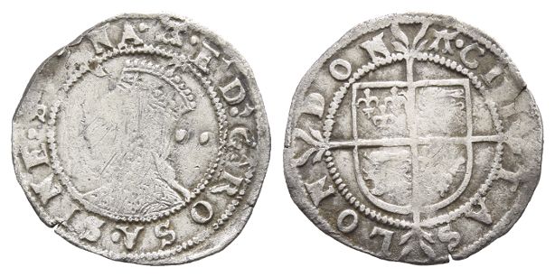 England. Tudor, Elizabeth I AR Halfgroat.