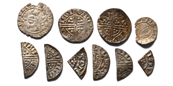 Group of Ten [10] English Medieval to Stuart AR Coins.
