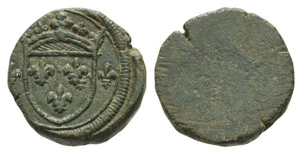 France, Kingdom. Charles VI and Charles VII AE Ecu dOr Coin Weight.