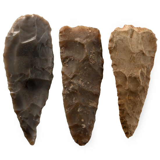 Large North American Stone Age Knapped Spear Point Group