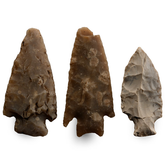 Large North American Stone Age Knapped Spear Point Group