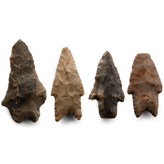Large North American Stone Age Knapped Spear Point Group