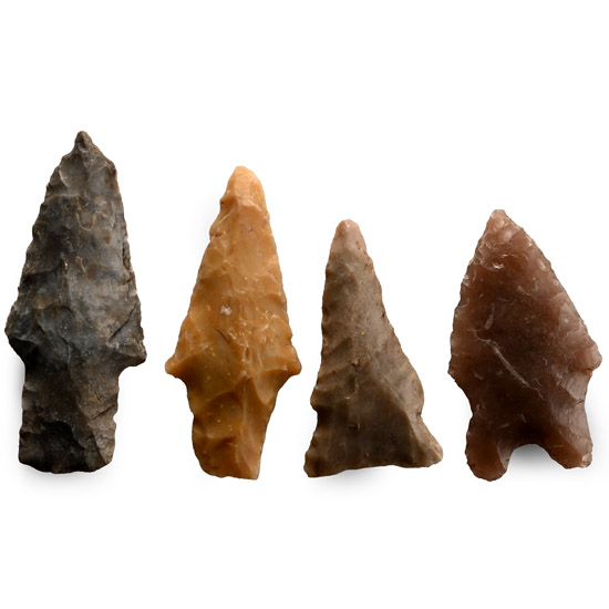 North American Stone Age Knapped Arrowhead Group