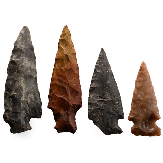 North American Stone Age Knapped Arrowhead Group