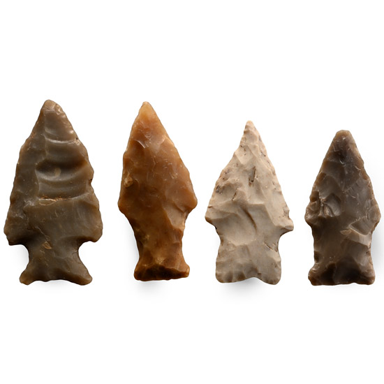 North American Stone Age Knapped Arrowhead Group