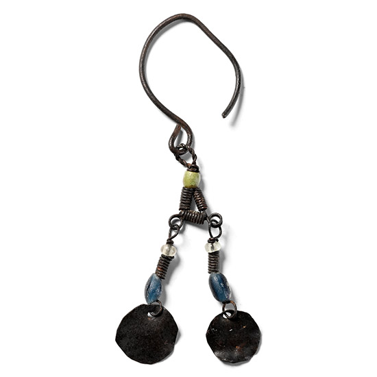 Byzantine Bronze Earring with Bead Drops