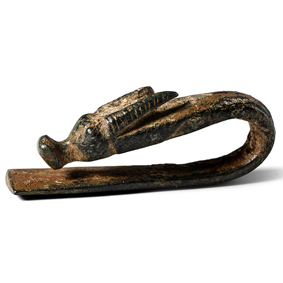 Western Asiatic Bronze Clip Finial with Horned Antelope