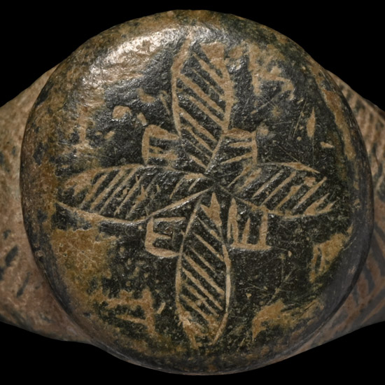 Byzantine Bronze Ring with Floral Cross