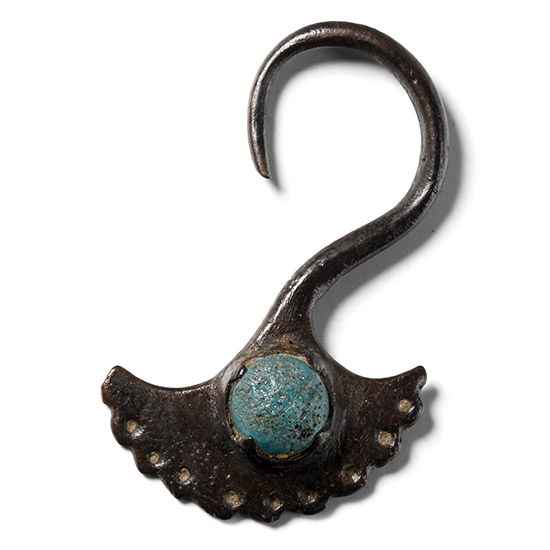 Byzantine Bronze Earring with Glass Gem
