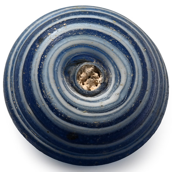 Roman Blue and White Glass Spindle Whorl
