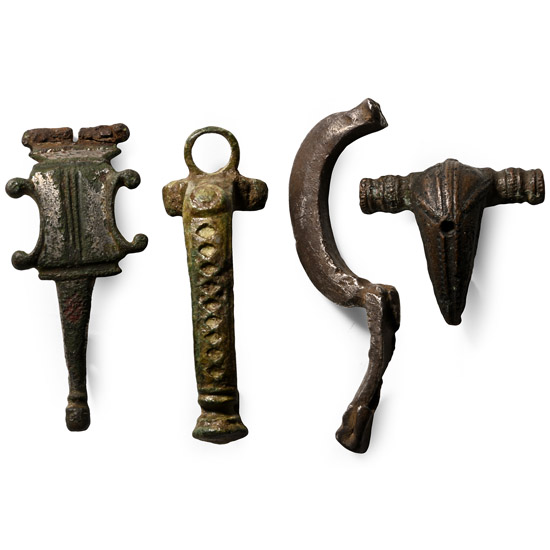 Roman Bronze and Silver Bow Brooch Group