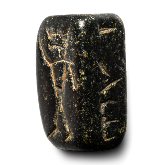 Assyrian Steatite Four-Sided Seal with Figures and Magical Symbols