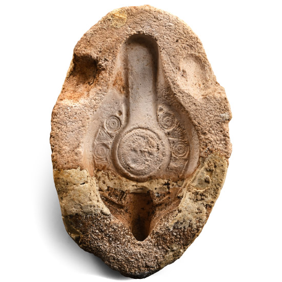 Late Roman Stone Redware Oil Lamp Upper Mould