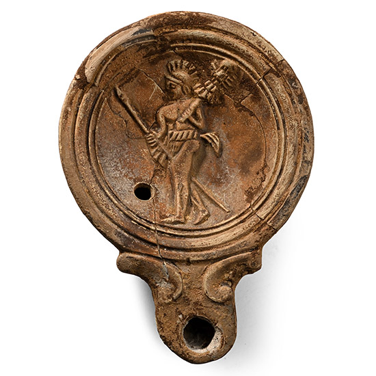 Roman Terracotta Oil Lamp with Mars