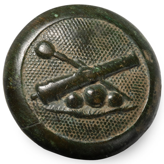 WWI Bronze Button with Cannon and Shot