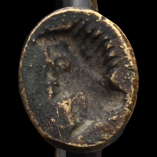 Roman Bronze Signet Ring with Bust