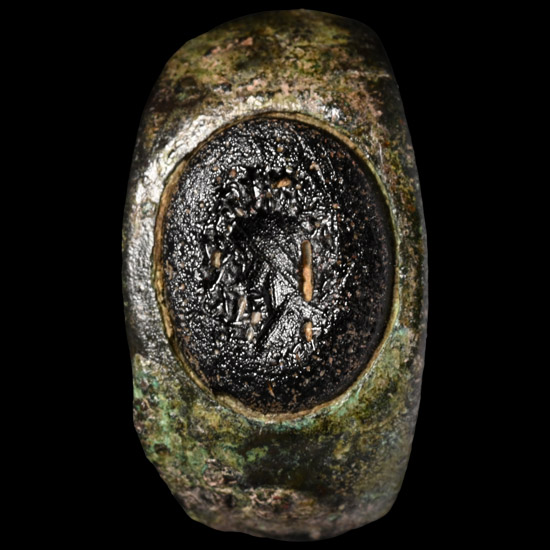 Roman Bronze Ring with Glass Gem